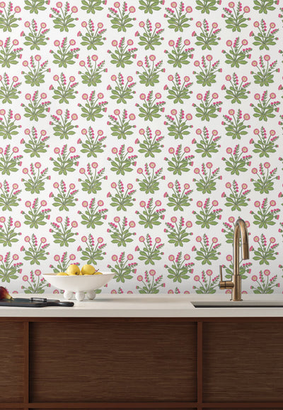 product image for Meadow Flowers White/Rose Wallpaper from the Arts and Crafts Collection by Ronald Redding 98