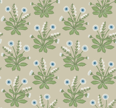 product image for Meadow Flowers Linen/Blue Wallpaper from the Arts and Crafts Collection by Ronald Redding 42