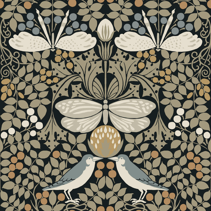 media image for Butterfly Garden Black Wallpaper from the Arts and Crafts Collection by Ronald Redding 272