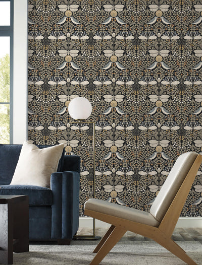 product image for Butterfly Garden Black Wallpaper from the Arts and Crafts Collection by Ronald Redding 46