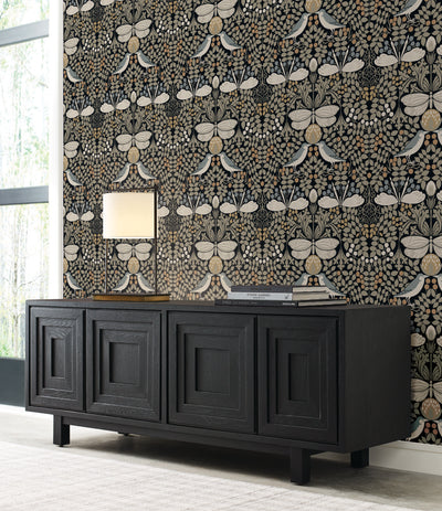 product image for Butterfly Garden Black Wallpaper from the Arts and Crafts Collection by Ronald Redding 40