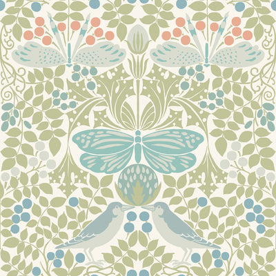 product image of Butterfly Garden Green/Blue Wallpaper from the Arts and Crafts Collection by Ronald Redding 582