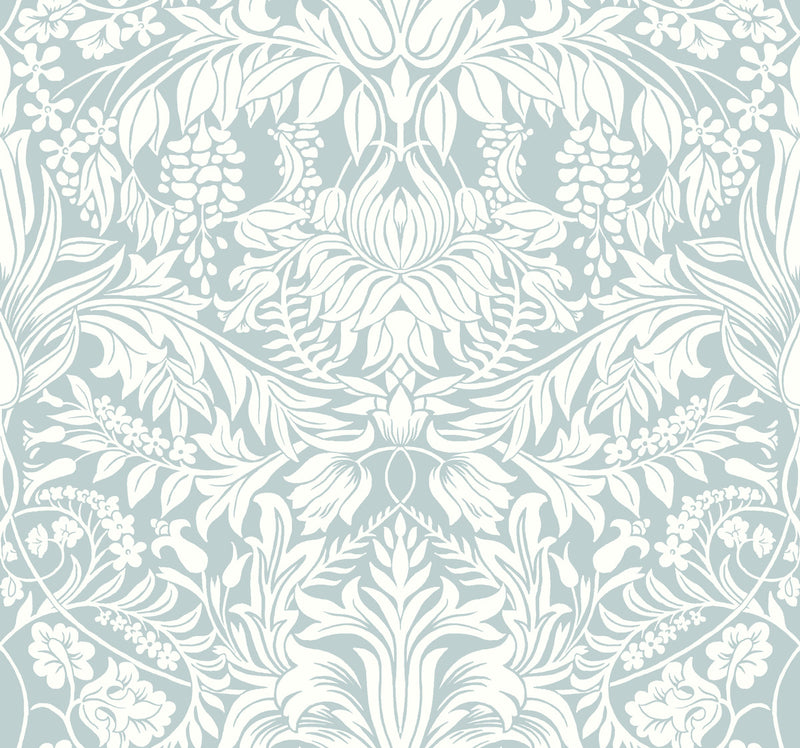 media image for Lockwood Damask Light Blue Wallpaper from the Arts and Crafts Collection by Ronald Redding 267