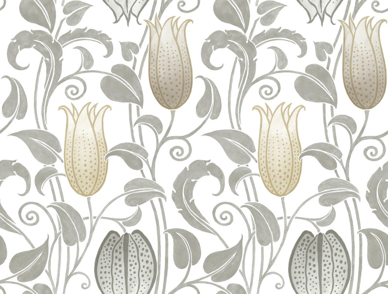 media image for Canterbury Bells Neutrals Wallpaper from the Arts and Crafts Collection by Ronald Redding 291