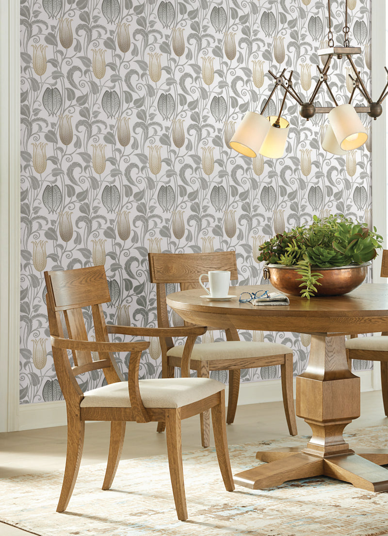 media image for Canterbury Bells Neutrals Wallpaper from the Arts and Crafts Collection by Ronald Redding 244