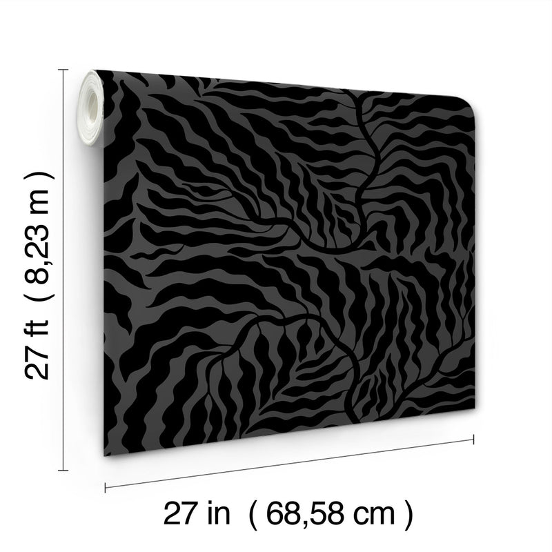 media image for Fern Fronds Wallpaper in Black 216