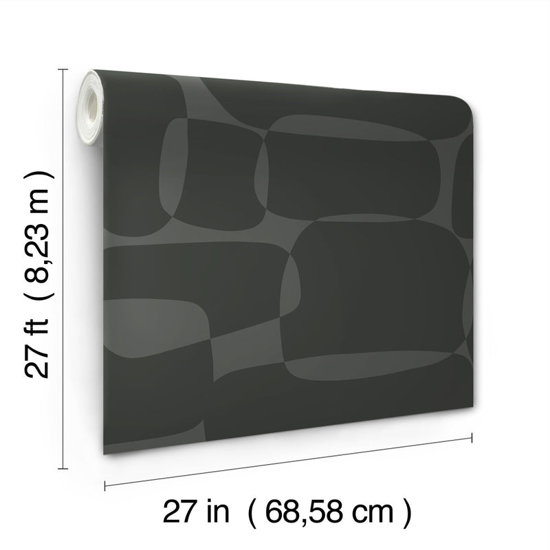 media image for Block Wallpaper in Black & Metallic 250