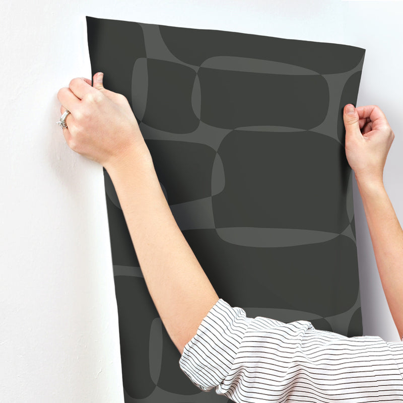 media image for Block Wallpaper in Black & Metallic 273
