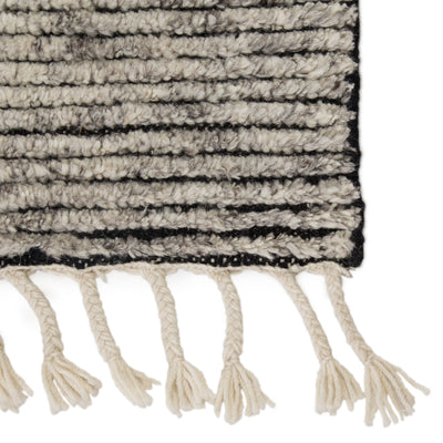 product image for Alpine Hand-Knotted Stripe White & Gray Area Rug 36