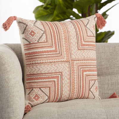 product image for Saskia Tribal Pillow in Pink & Cream 10