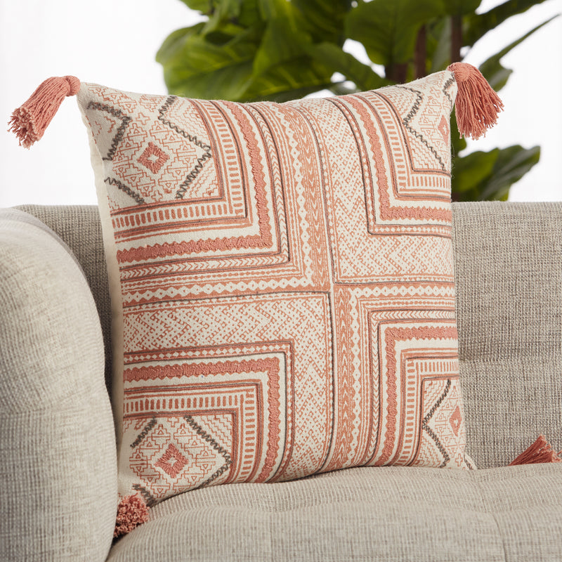 media image for Saskia Tribal Pillow in Pink & Cream 251