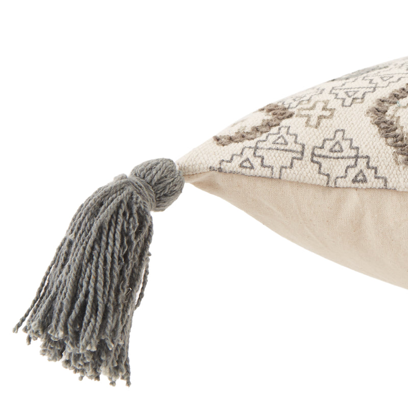 media image for Saskia Tribal Pillow in Gray & Cream 251
