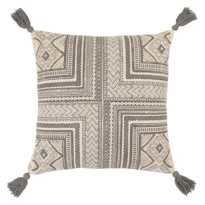 product image of Saskia Tribal Pillow in Gray & Cream 57