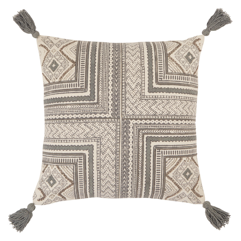 media image for Saskia Tribal Pillow in Gray & Cream 273
