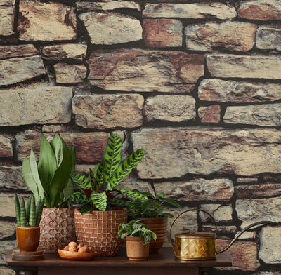 product image for Cornish Faux Stone Wallpaper in Warm Natural by NextWall 44
