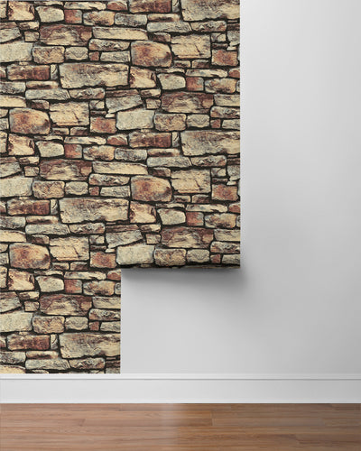 product image for Cornish Faux Stone Wallpaper in Warm Natural by NextWall 30