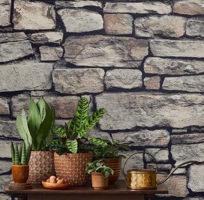 product image for Cornish Faux Stone Wallpaper in Natural by NextWall 18