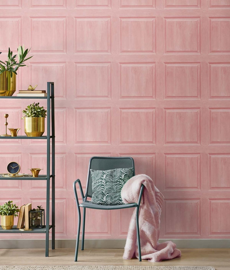 media image for Washed Faux Panel Wallpaper in Blush by NextWall 274