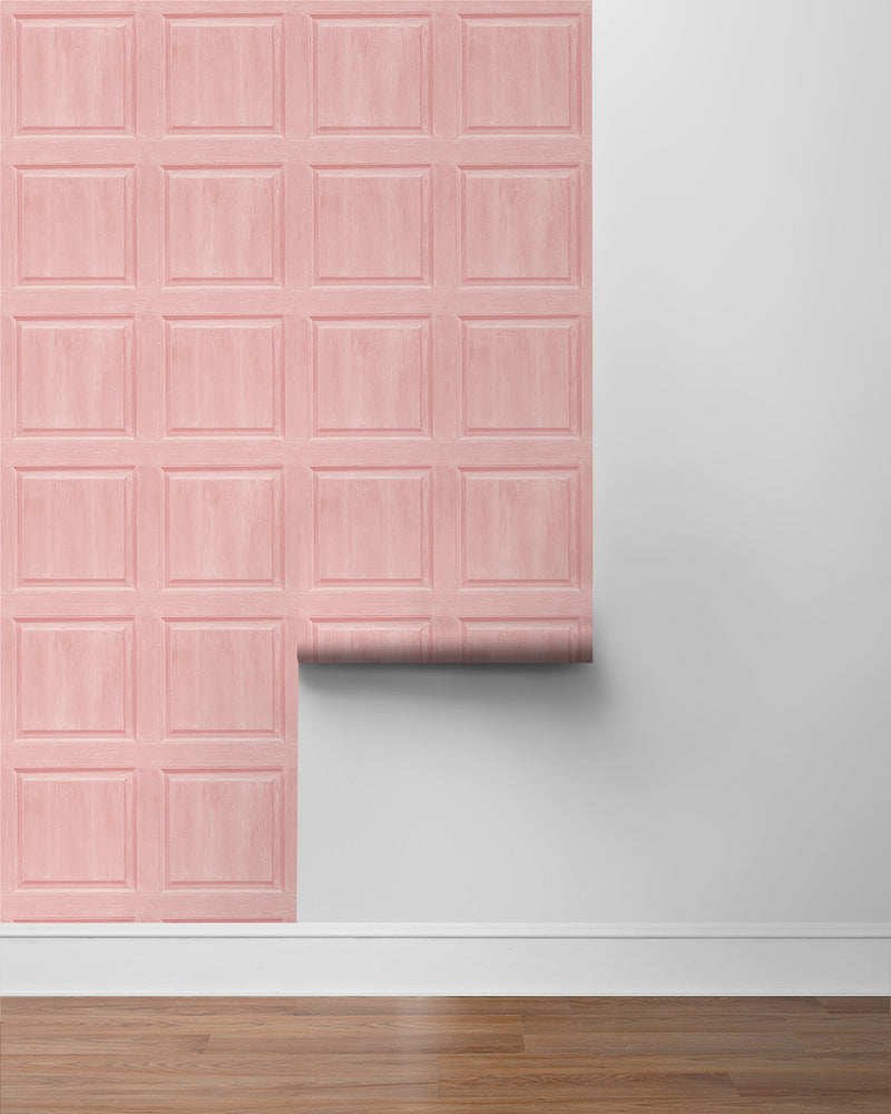media image for Washed Faux Panel Wallpaper in Blush by NextWall 258