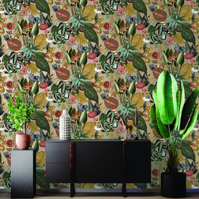 product image for A Tropical Soiree Wallpaper in Gold by Walls Republic 95