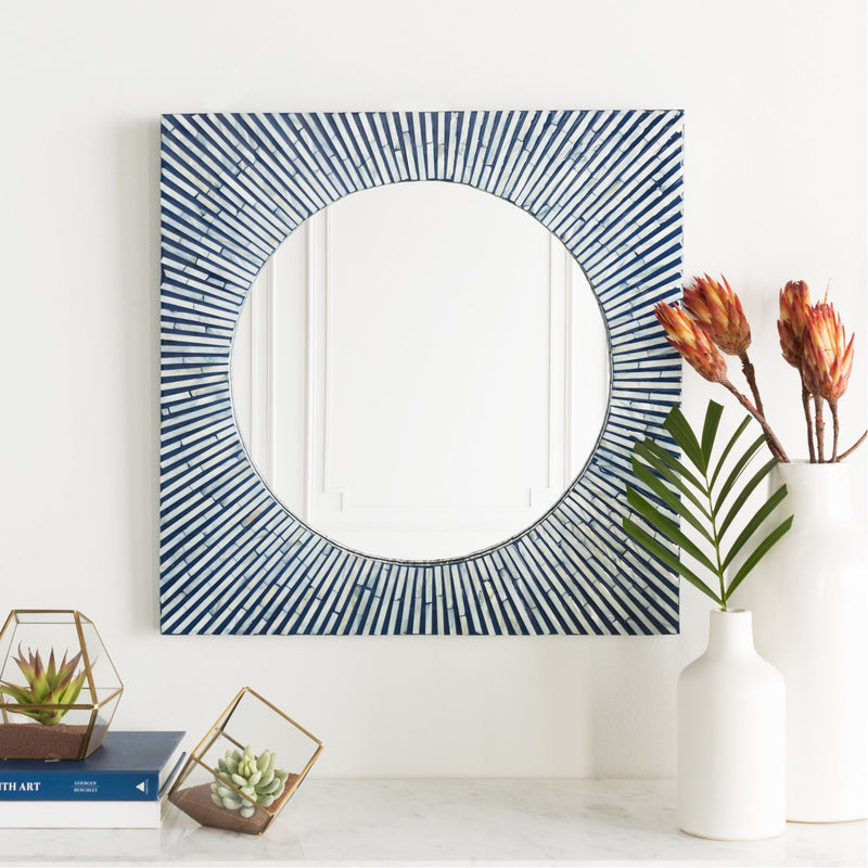 media image for Avondale AVD-001 Square Mirror in Blue and Ivory by Surya 226