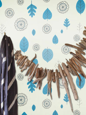 media image for A View of the Woods Wallpaper in Delft Blue, Mink, and Cream design by Thatcher Studio - BURKE DECOR 290
