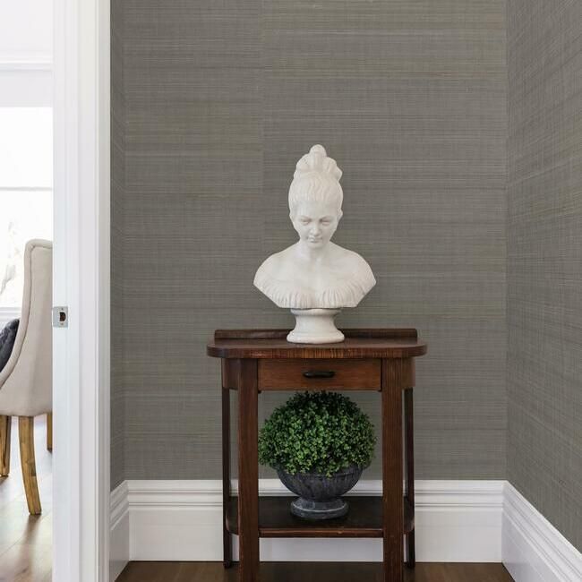 media image for Abaca Weave Wallpaper in Charcoal by Antonina Vella for York Wallcoverings 24