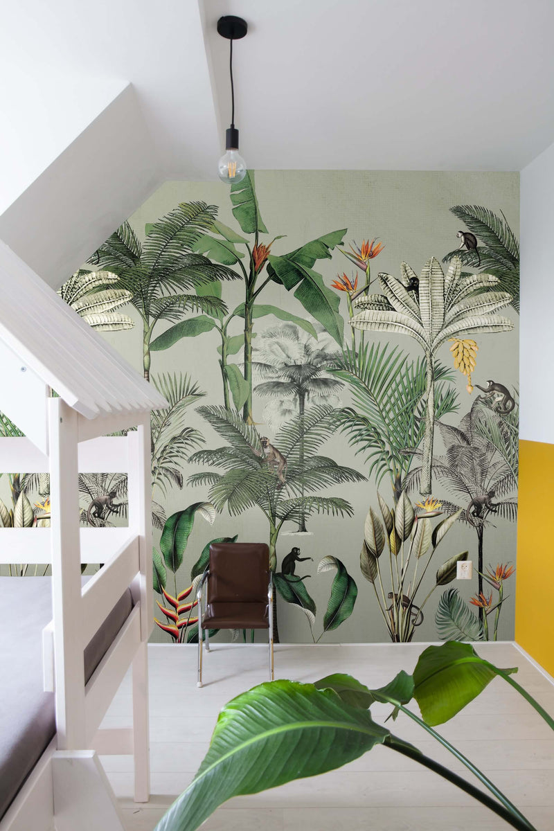 media image for Above the Tropics Wall Mural in Green by Walls Republic 223