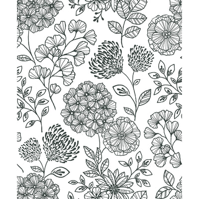 product image of Ada Black Floral Wallpaper from the Scott Living II Collection by Brewster Home Fashions 551