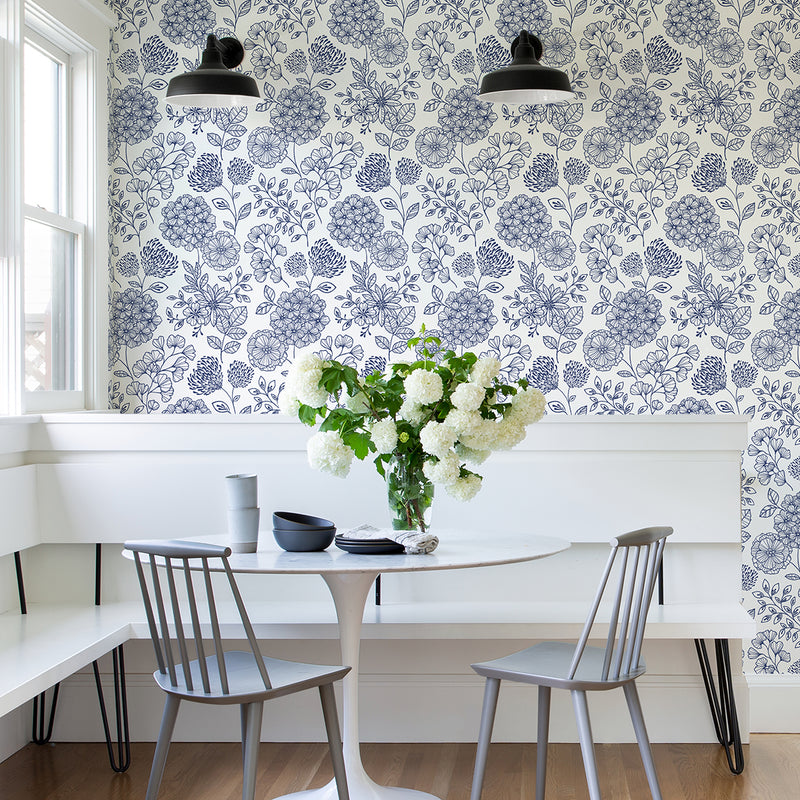 media image for ada blue floral wallpaper from the scott living ii collection by brewster home fashions 2 276