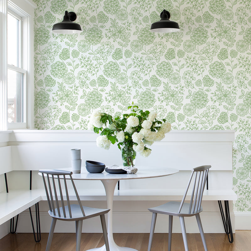 media image for Ada Green Floral Wallpaper from the Scott Living II Collection by Brewster Home Fashions 225