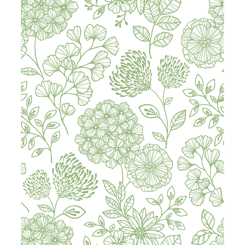 media image for Ada Green Floral Wallpaper from the Scott Living II Collection by Brewster Home Fashions 290