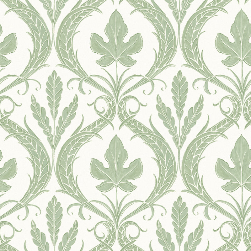 media image for Damask Wallpaper in Green/White from Damask Resource Library by York Wallcoverings 258