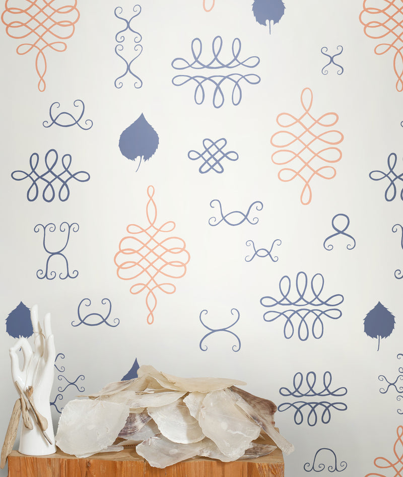 media image for After Chinterwink Wallpaper in Han Purple and Gloaming Neon Orange design by Thatcher Studio - BURKE DECOR 219