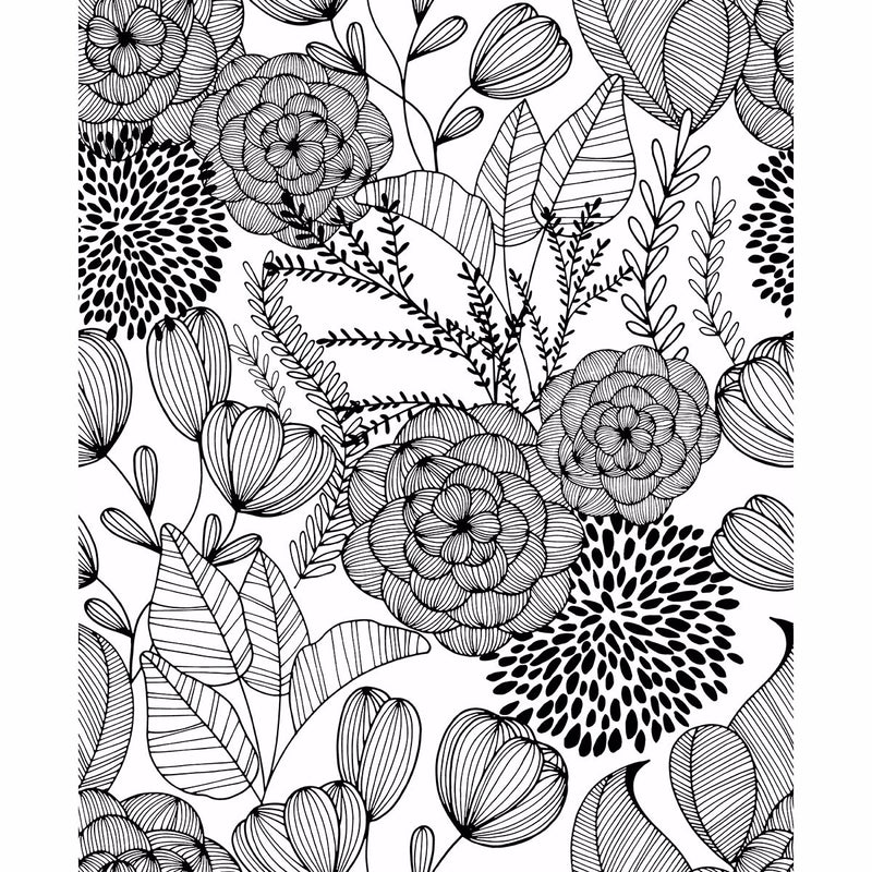 media image for Alannah Botanical Wallpaper in Black from the Bluebell Collection by Brewster Home Fashions 290