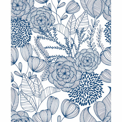 product image of Alannah Botanical Wallpaper in Navy from the Bluebell Collection by Brewster Home Fashions 553