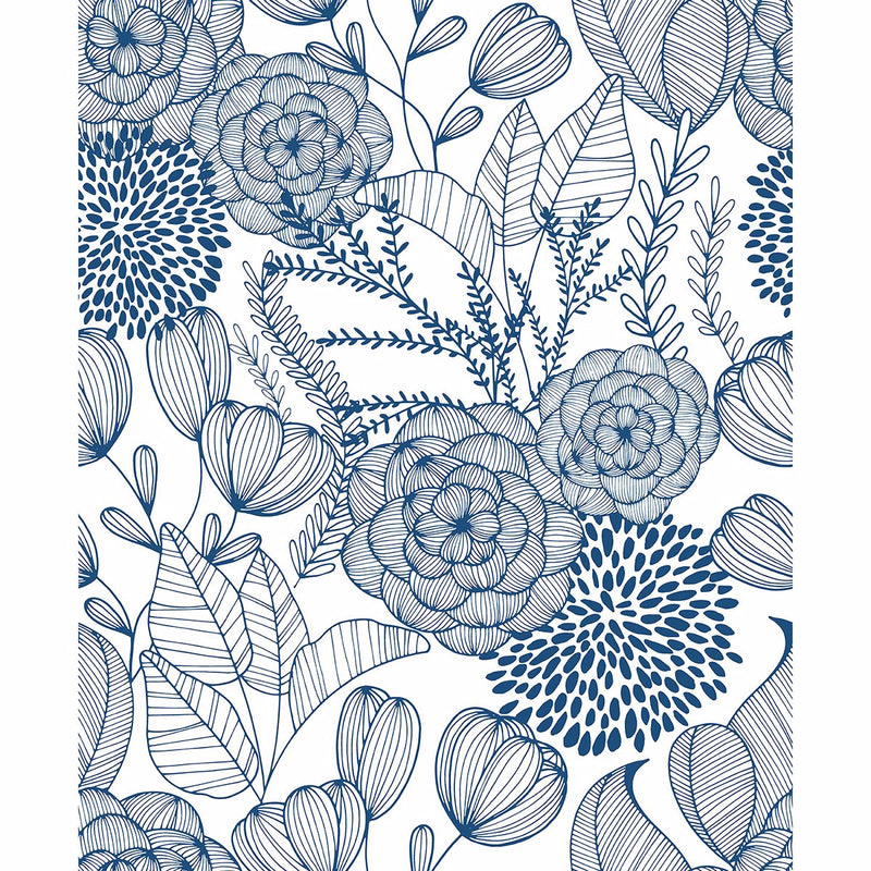 media image for Alannah Botanical Wallpaper in Navy from the Bluebell Collection by Brewster Home Fashions 287