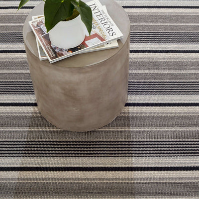 product image for Alfie Ticking Black Handwoven Cotton Rug 2 91