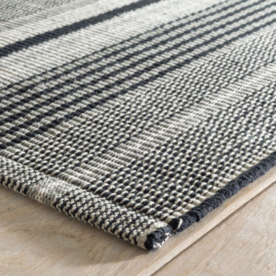 product image for Alfie Ticking Black Handwoven Cotton Rug 4 87