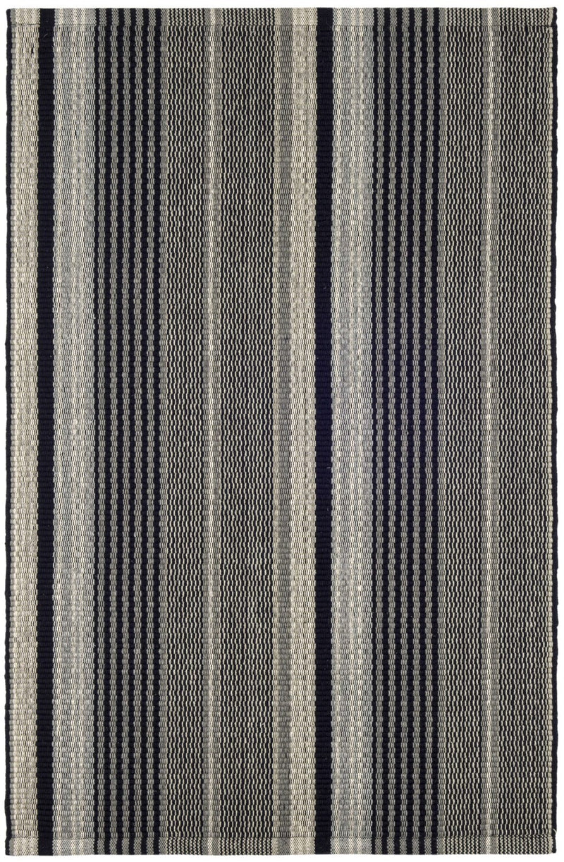media image for Alfie Ticking Black Handwoven Cotton Rug 1 253