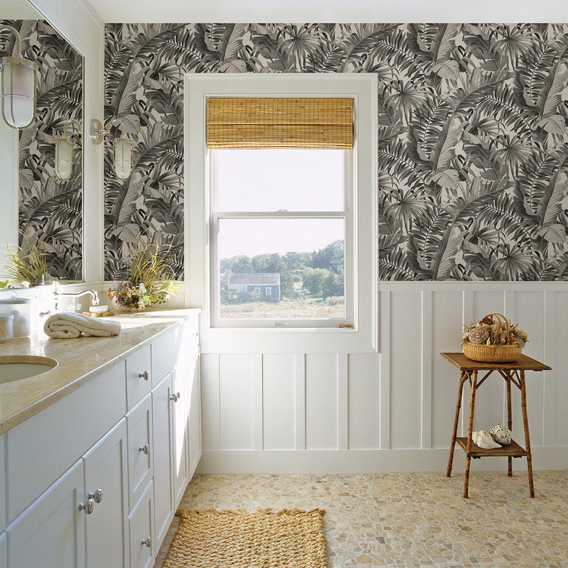 media image for Alfresco Tropical Palm Wallpaper in Grey from the Pacifica Collection by Brewster Home Fashions 224