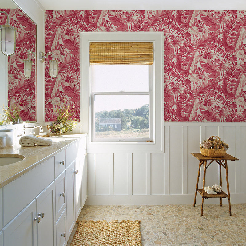media image for Alfresco Tropical Palm Wallpaper in Pink from the Pacifica Collection by Brewster Home Fashions 269