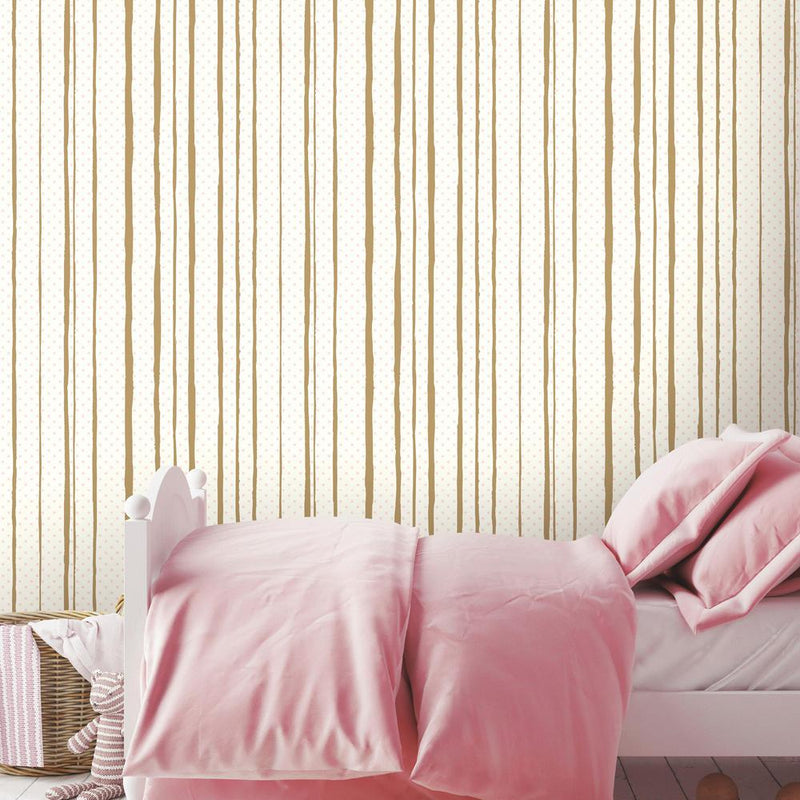 media image for All Mixed Up Peel & Stick Wallpaper in Pink and Gold by RoomMates for York Wallcoverings 213