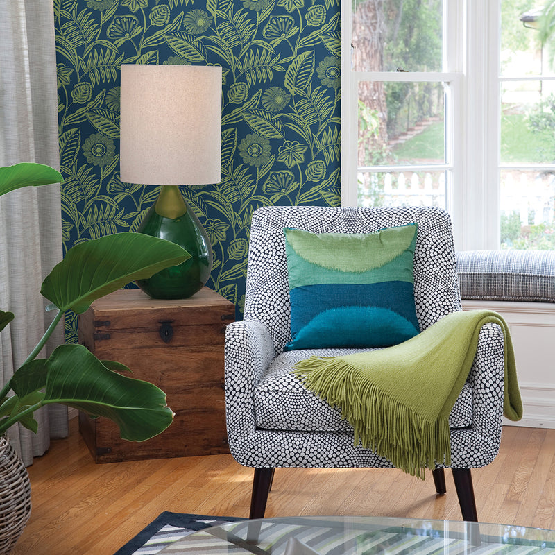 media image for Alma Tropical Floral Wallpaper in Blue from the Pacifica Collection by Brewster Home Fashions 272
