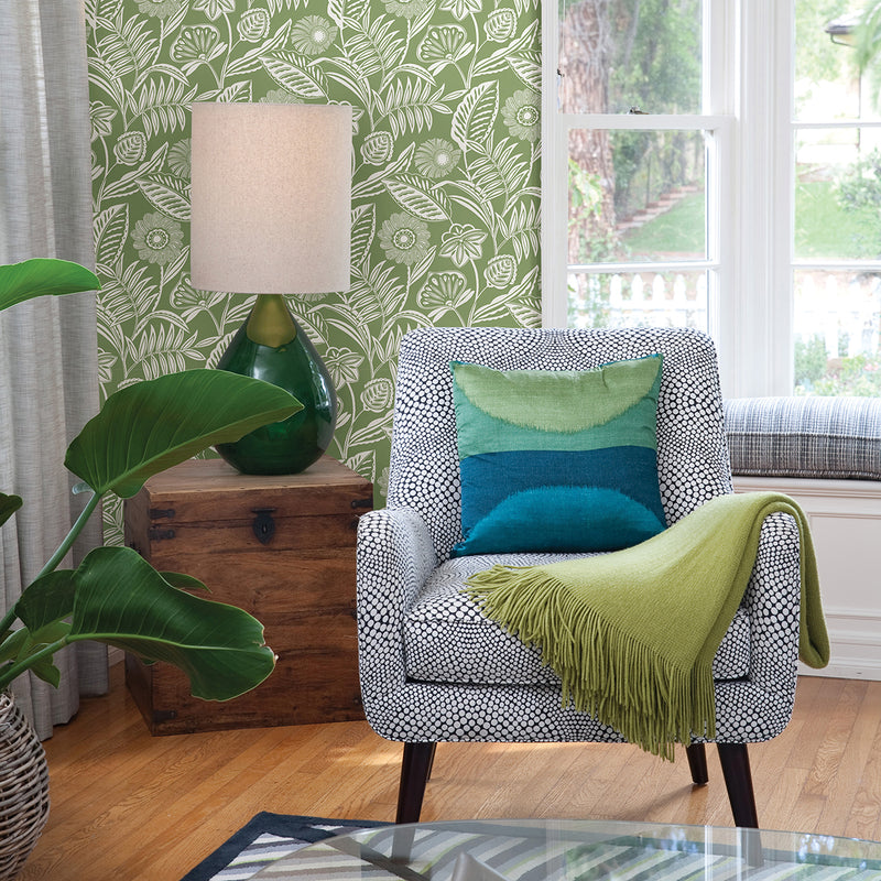 media image for Alma Tropical Floral Wallpaper in Green from the Pacifica Collection by Brewster Home Fashions 293