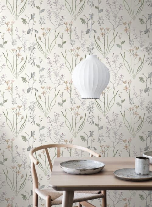 media image for alpine botanical wallpaper in ivory and green from the norlander collection by york wallcoverings 1 244