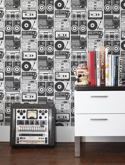 product image for Analog Nights Wallpaper in Charcoal design by Aimee Wilder 20