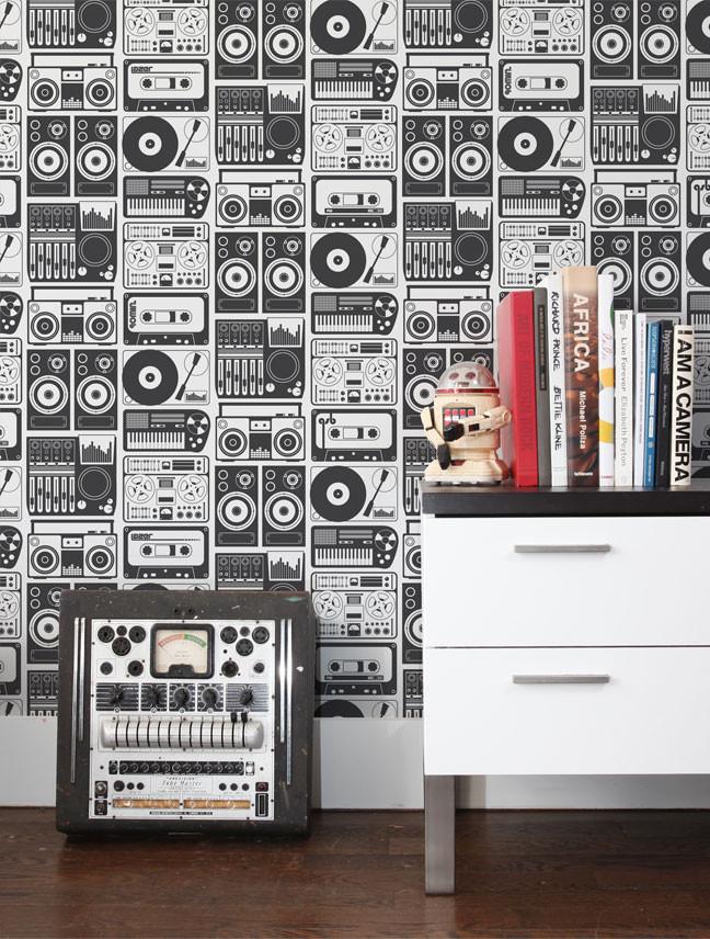 media image for Analog Nights Wallpaper in Charcoal design by Aimee Wilder 263