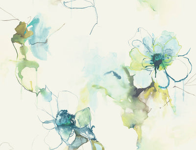 product image of Anemone Watercolor Floral Wallpaper in Glacier Blue and Pear from the Living With Art Collection by Seabrook Wallcoverings 540