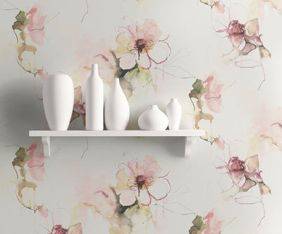 product image for Anemone Watercolor Floral Wallpaper in Pink Lemonade and Wine from the Living With Art Collection by Seabrook Wallcoverings 52